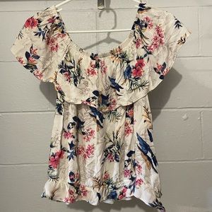 Cute tropical, floral off the shoulder top